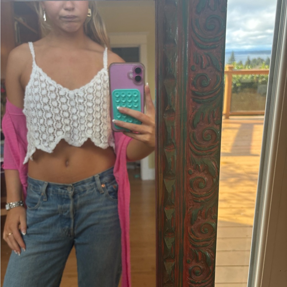 White Lace Cropped Top